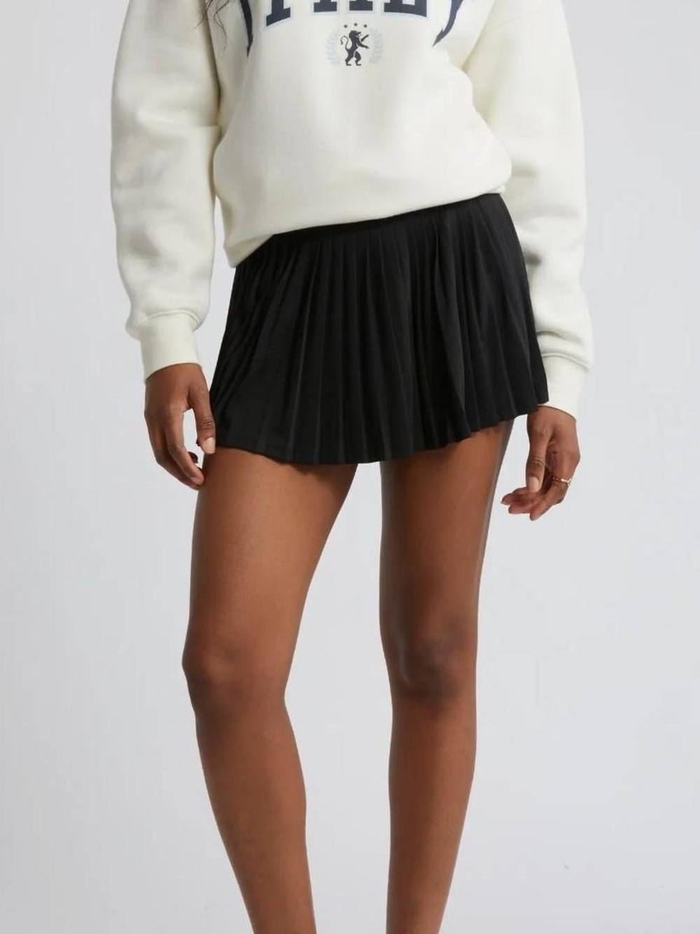 NWOT- BP pleated mini skirt Shorts underneath, black, size large